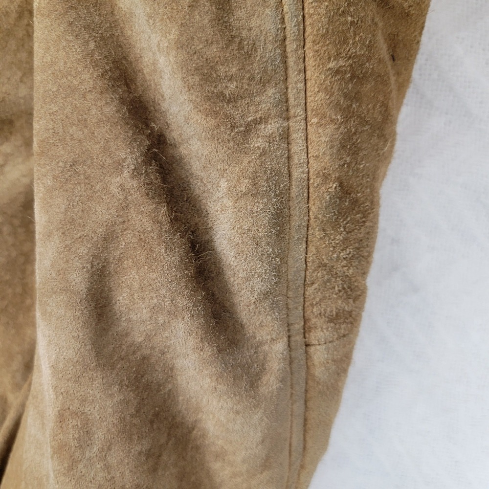 VTG Dennis Basso Genuine Suede Faux Sherpa Lined Jacket Tan Shearling Collar M - Picture 12 of 16
